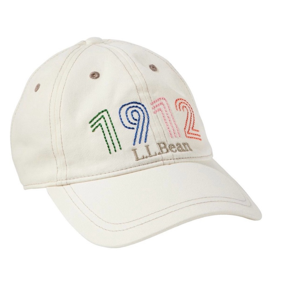 L.L. Bean Cream Baseball Cap with Multicolor '1912' Embroidery (NWT)